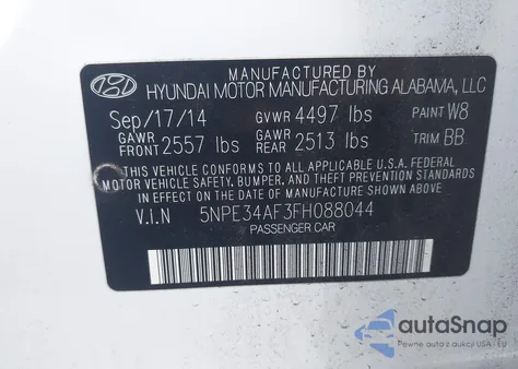 2015 Hyundai Sonata Limited from USA, damaged, VIN 5NPE34AF3FH088044